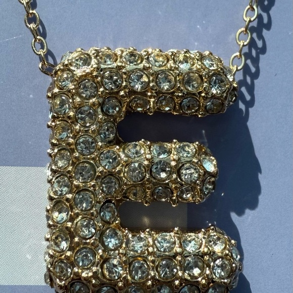 Claire's Gold-tone Pave Bubble Initial Pendant Necklace - Picture 4 of 8